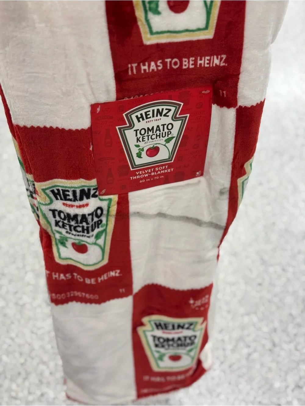 Heinz Tomato Ketchup Plush Throw Blanket - Red & White